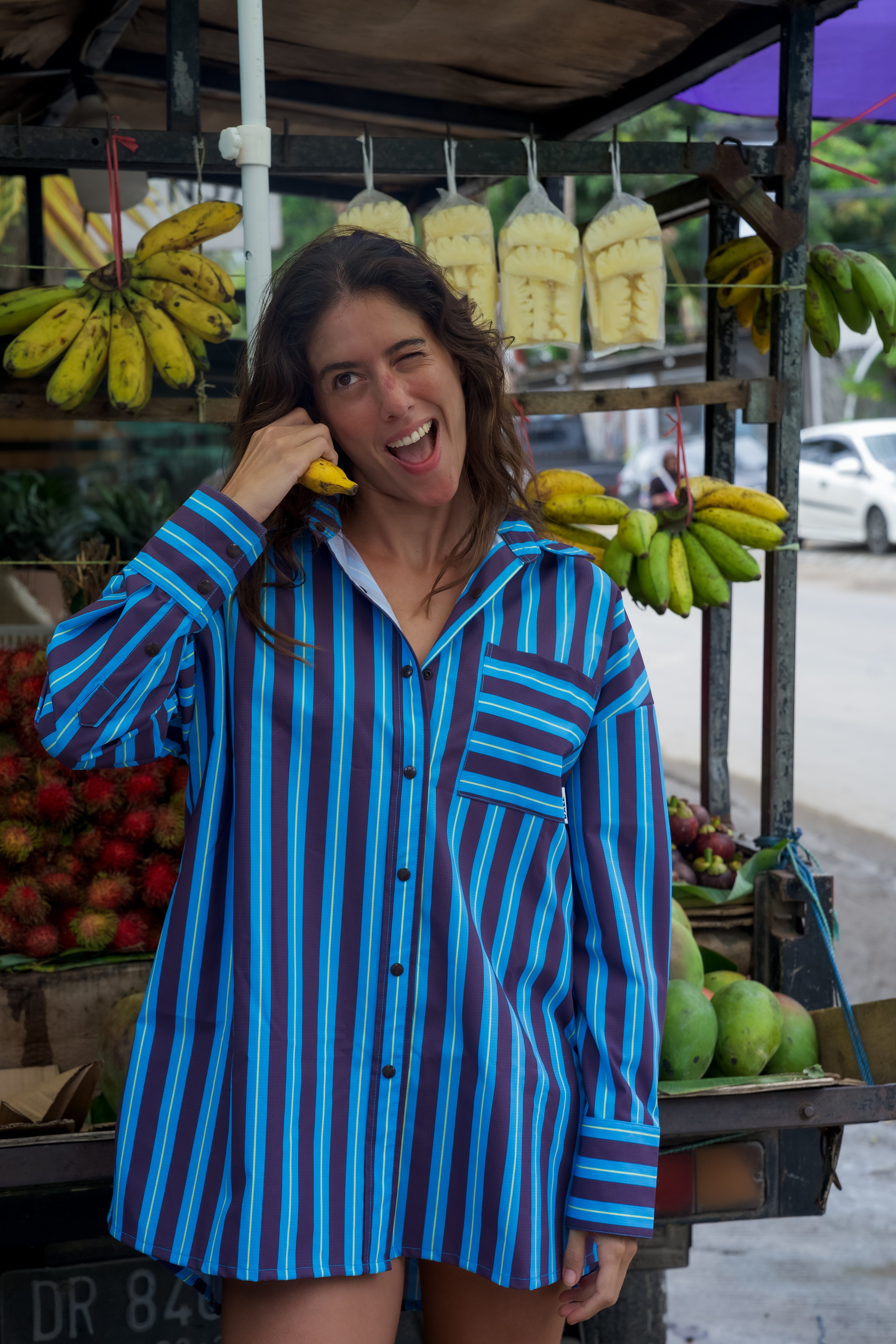 BLUE STRIPE UPF50+ SUN SHIRT