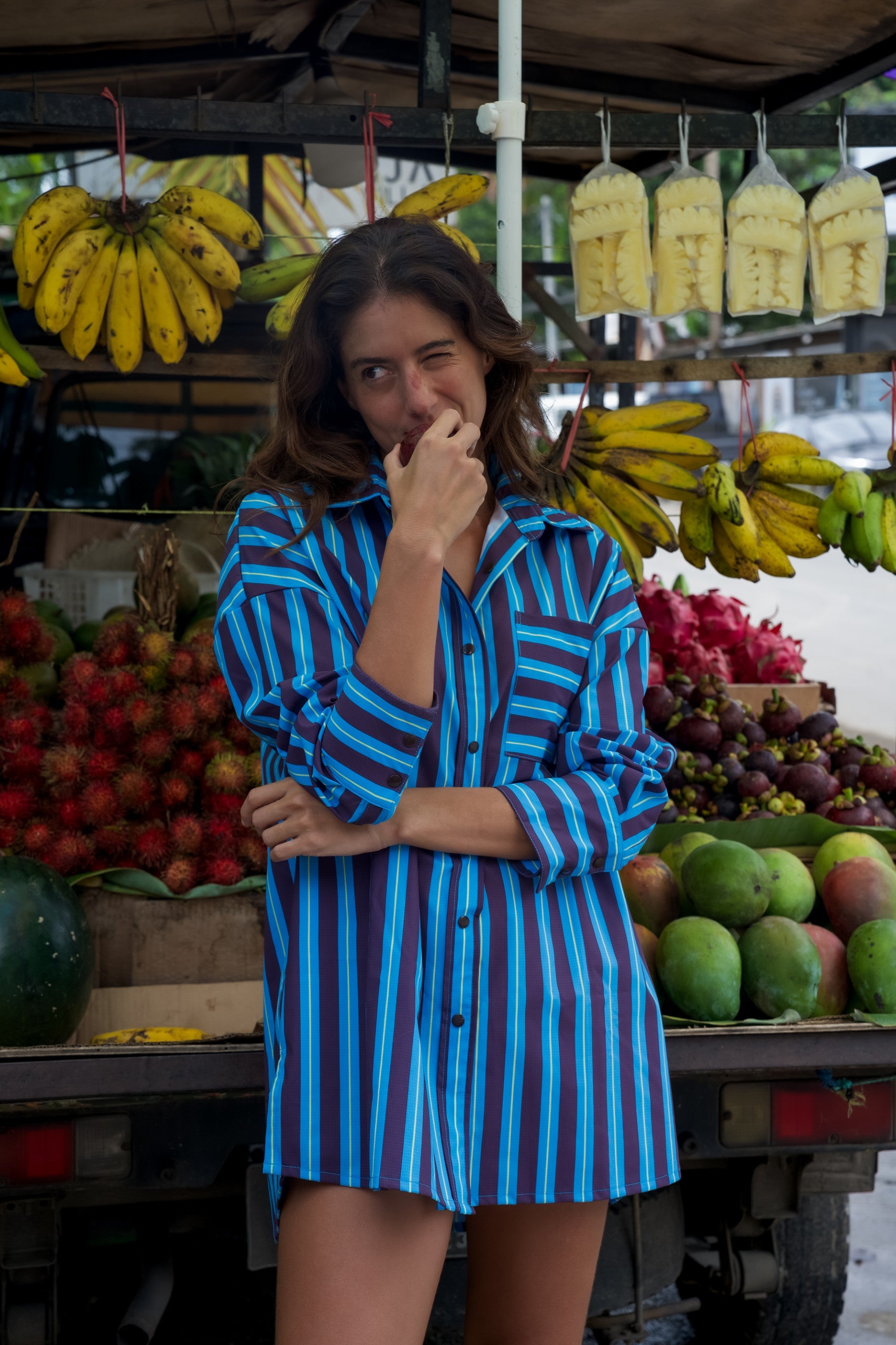 BLUE STRIPE UPF50+ SUN SHIRT