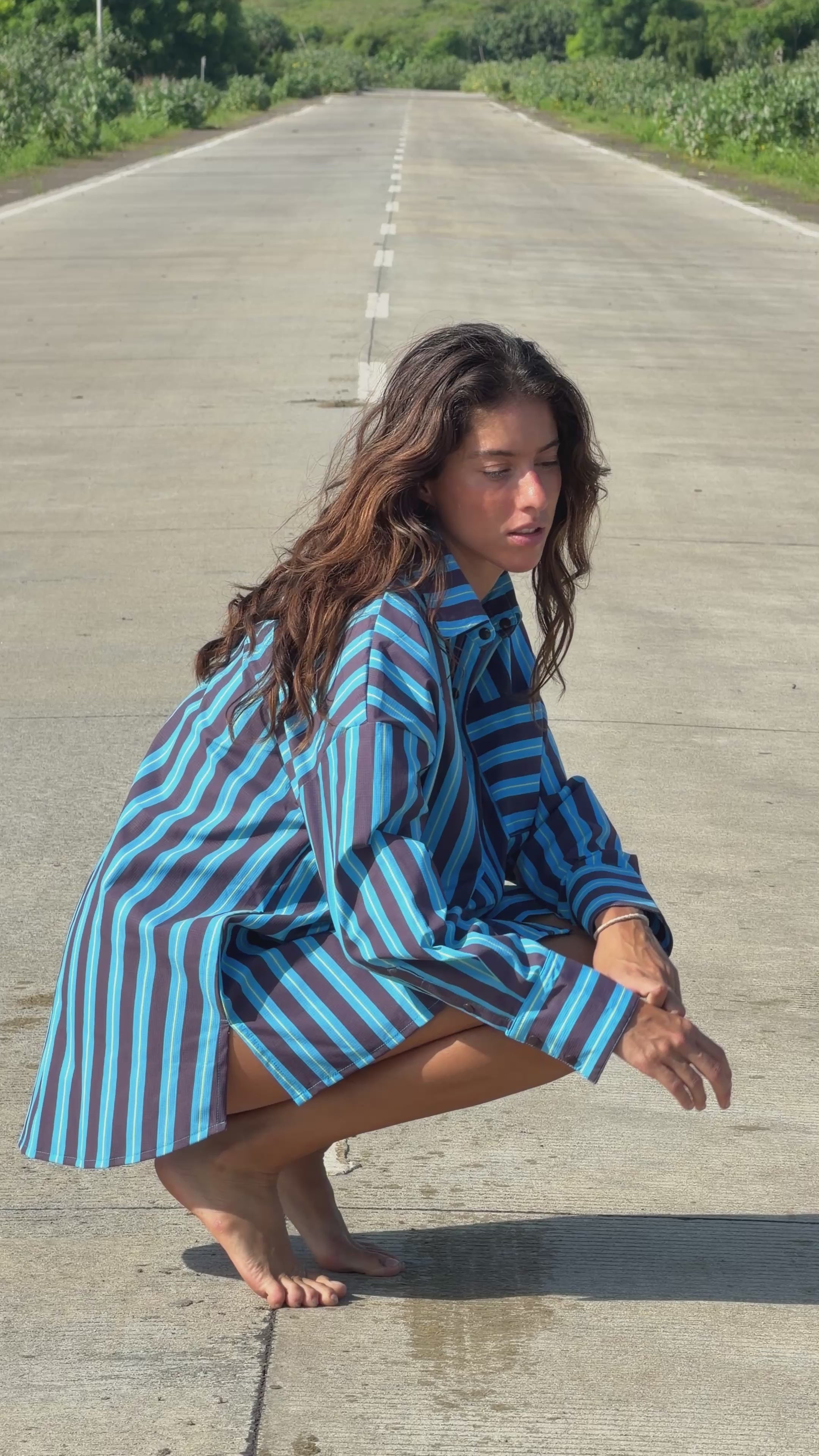BLUE STRIPE UPF50+ SUN SHIRT